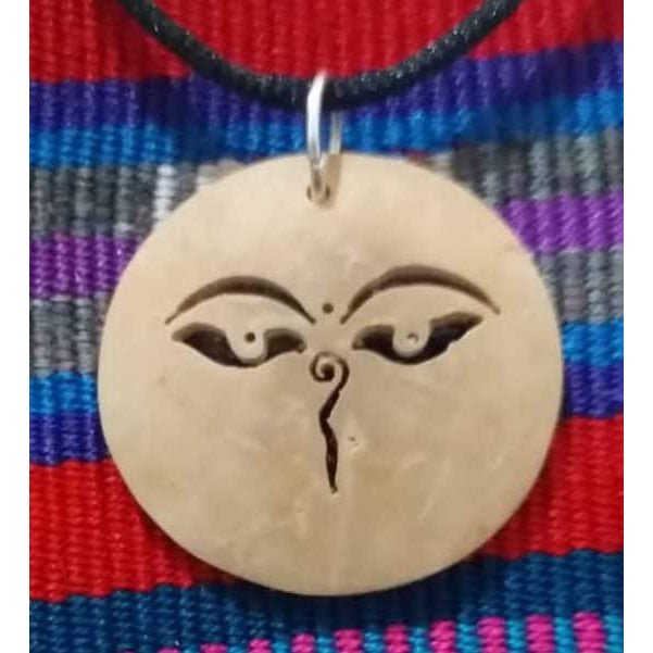 Eyes of the Buddha Coco Spirit Hand - Carved Coconut Shell Necklace - A Thread of Hope Guatemalan Fair Trade