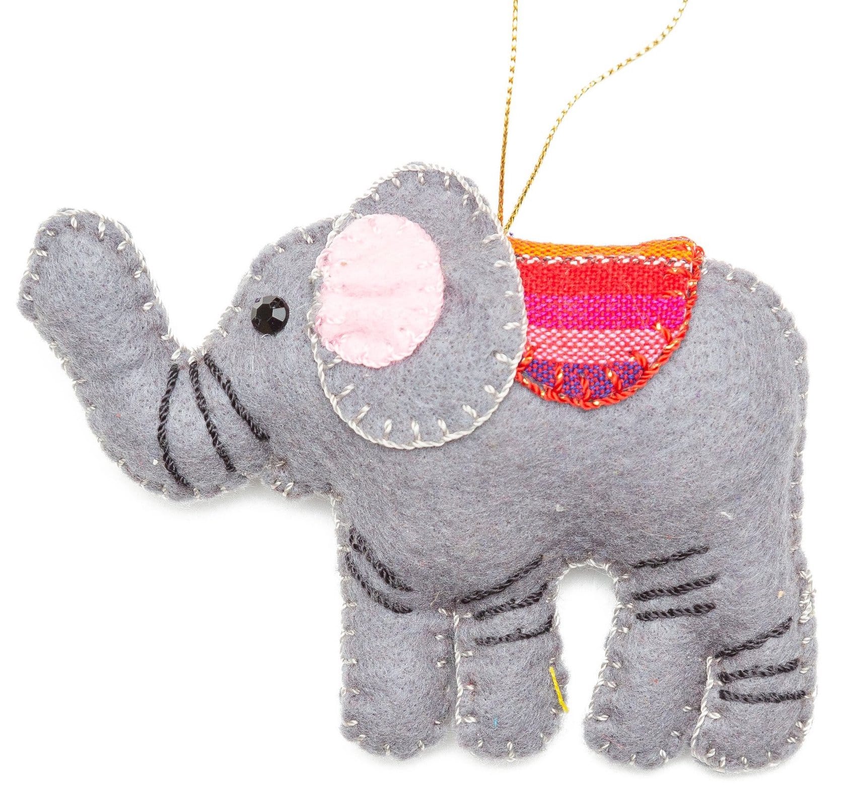 Felt Elephant Ornament - A Thread of Hope Guatemalan Fair Trade