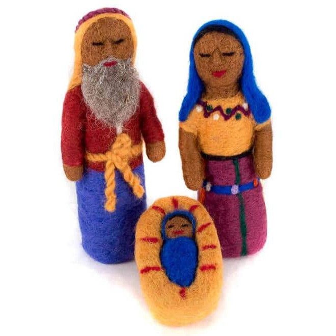 Felted Wool Mayan Nativity - A Thread of Hope Guatemalan Fair Trade