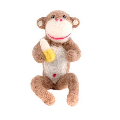 Felted Wool Monkey with Banana - A Thread of Hope Guatemalan Fair Trade