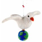 Felted Wool Peace Dove with the World Ornament - A Thread of Hope Guatemalan Fair Trade