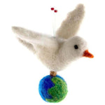 Felted Wool Peace Dove with the World Ornament - A Thread of Hope Guatemalan Fair Trade