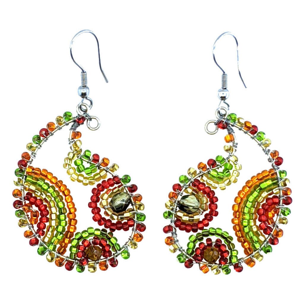 Fiesta Paisley Beaded Earrings - A Thread of Hope Guatemalan Fair Trade