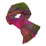 Fuchsia, Olive and Purple Lightweight Bamboo Open - Weave Handwoven Scarf 8 x 68 - A Thread of Hope Guatemalan Fair Trade