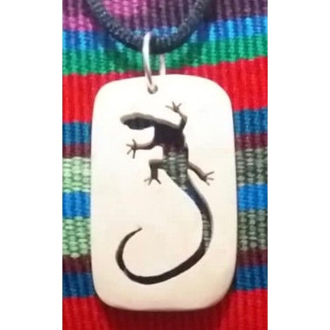 Gecko - Lizard Coco Spirit Hand - Carved Coconut Shell Necklace - A Thread of Hope Guatemalan Fair Trade