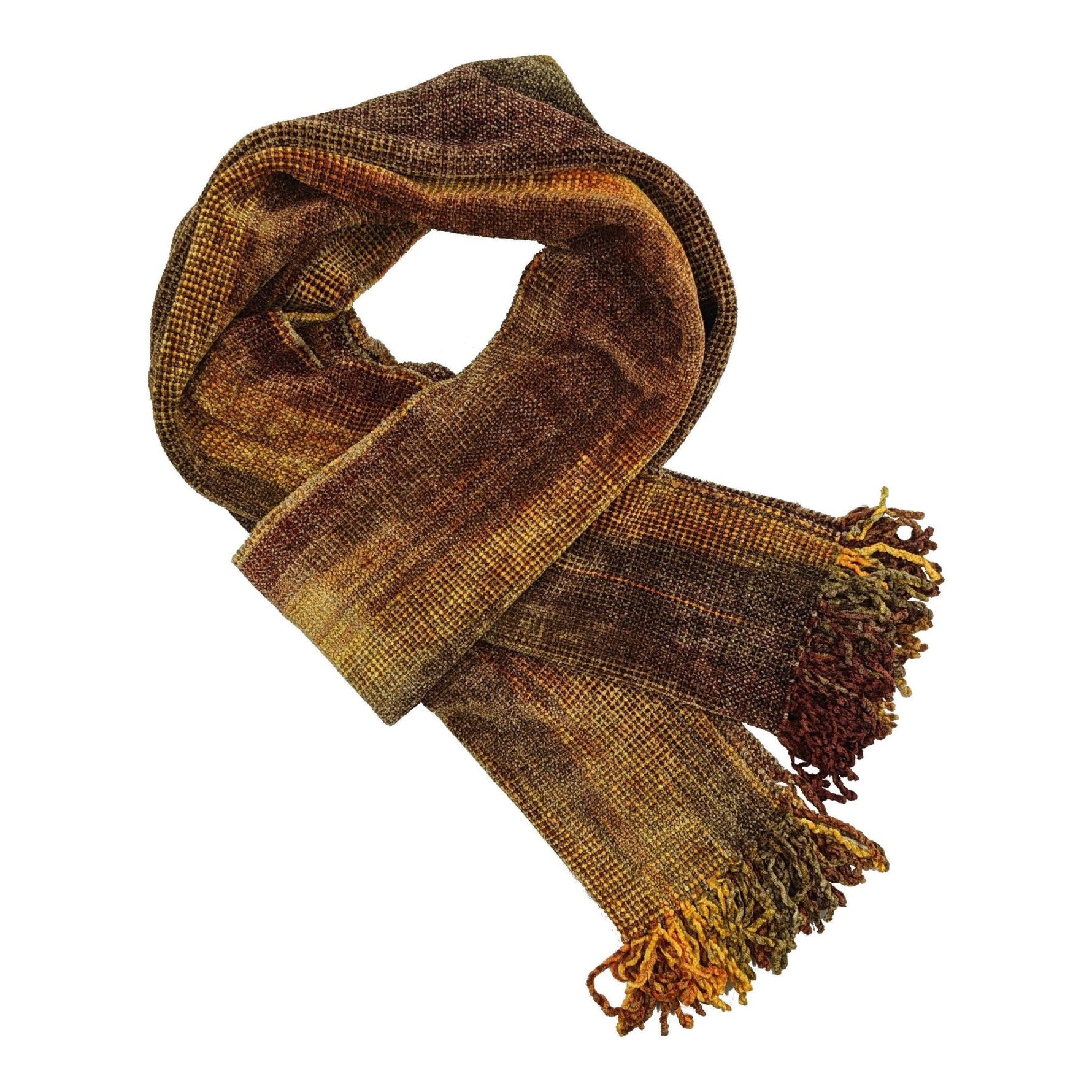 Golden Autumn Bamboo Chenille Handwoven Scarf 8 x 68 - A Thread of Hope Guatemalan Fair Trade