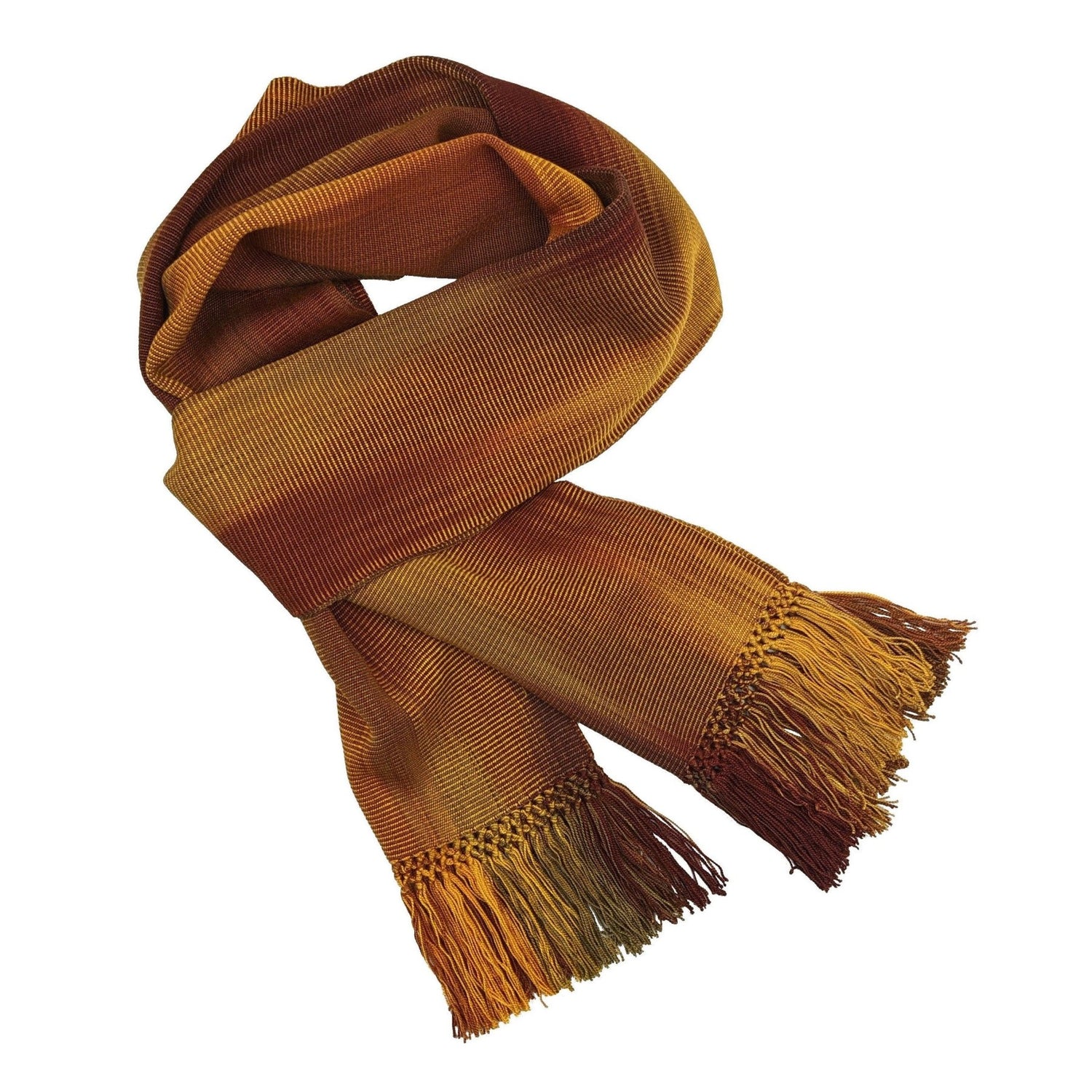 Golden Autumn Lightweight Bamboo Handwoven Scarf 8 x 68 - A Thread of Hope Guatemalan Fair Trade