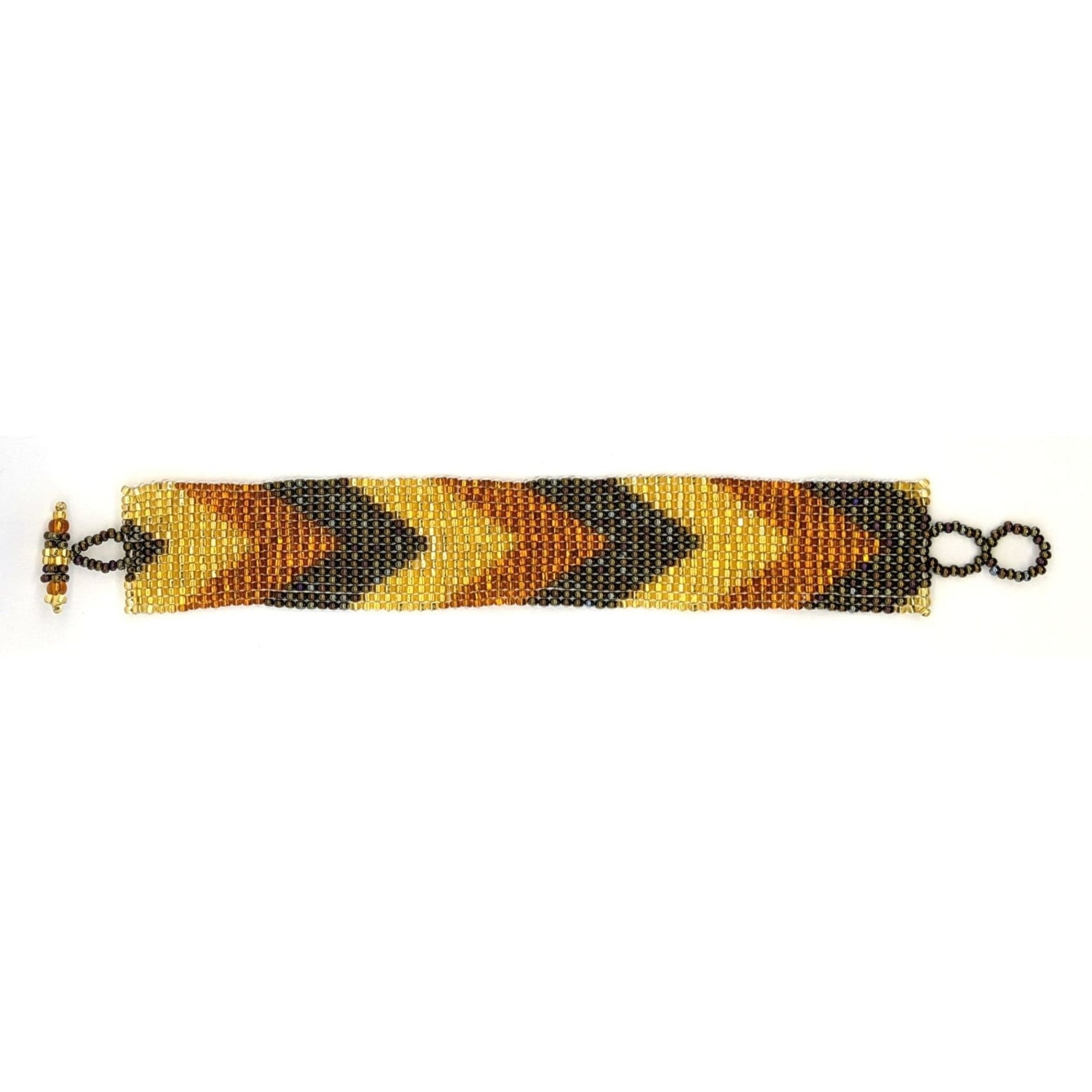 Golds and Peacock Brown Arrows Beaded Bracelet - A Thread of Hope Guatemalan Fair Trade