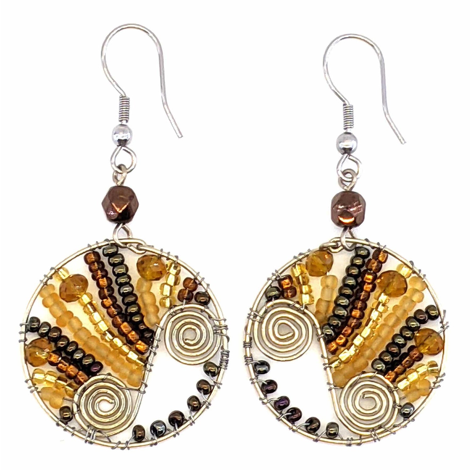 Golds Aurora Beaded Earrings - A Thread of Hope Guatemalan Fair Trade