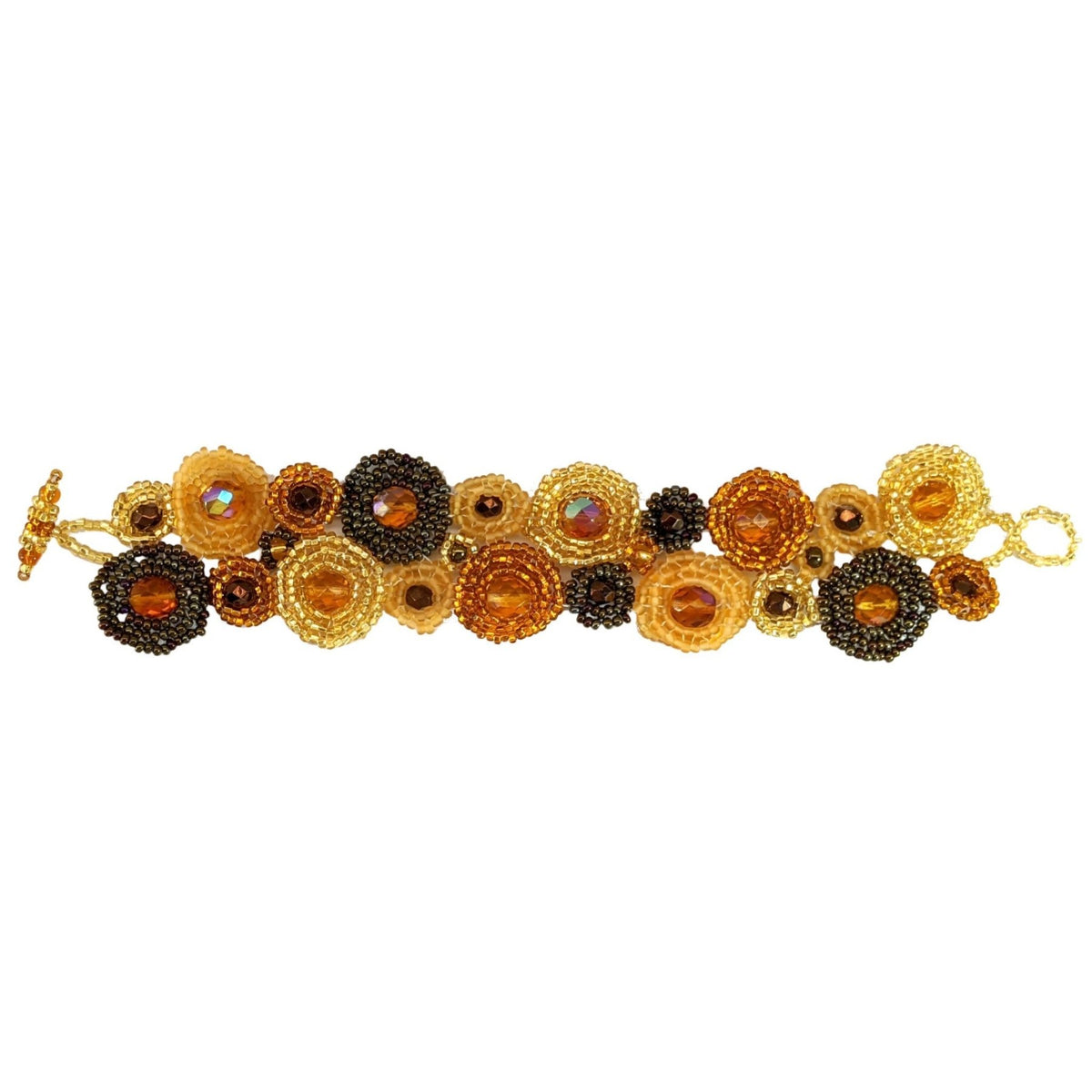 Golds Circles Beaded Bracelet - A Thread of Hope Guatemalan Fair Trade