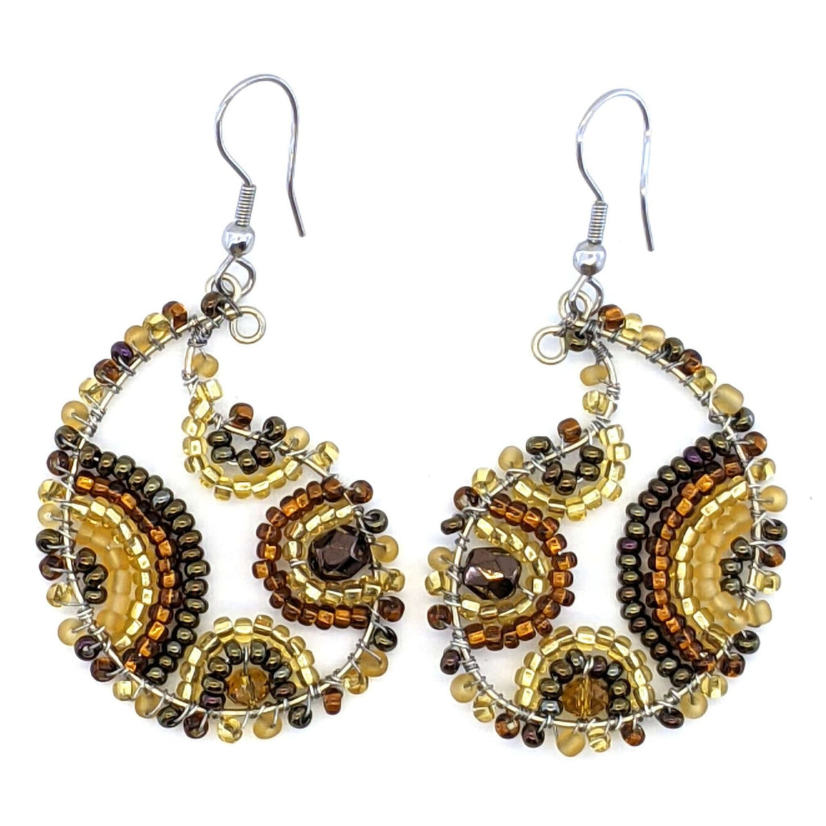 Golds Paisley Beaded Earrings - A Thread of Hope Guatemalan Fair Trade