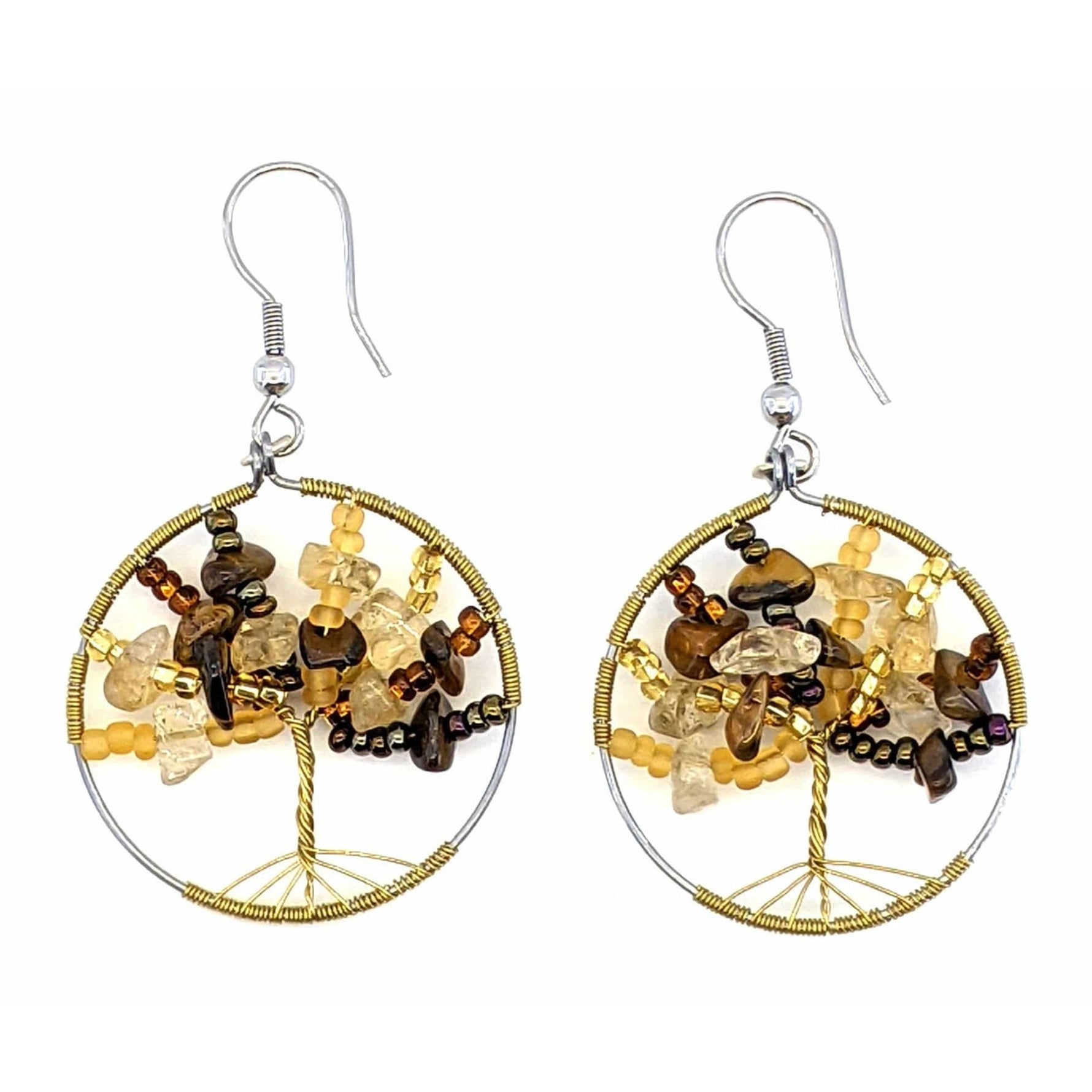 Golds Tree of Life Beaded Earrings - A Thread of Hope Guatemalan Fair Trade