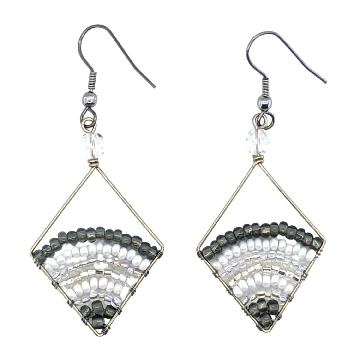 Gray and Whites Miranda Beaded Earrings - A Thread of Hope Guatemalan Fair Trade