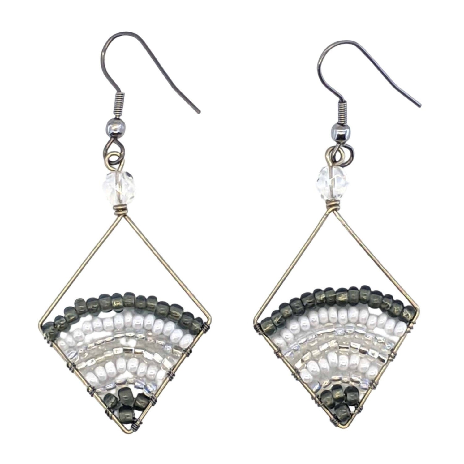 Gray and Whites Miranda Beaded Earrings - A Thread of Hope Guatemalan Fair Trade