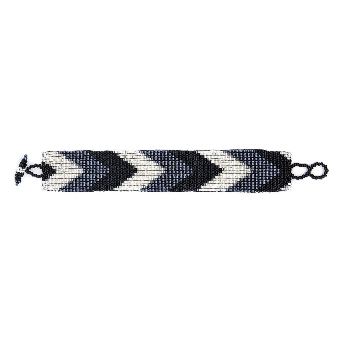 Gray, Black and White Arrows Beaded Bracelet - A Thread of Hope Guatemalan Fair Trade