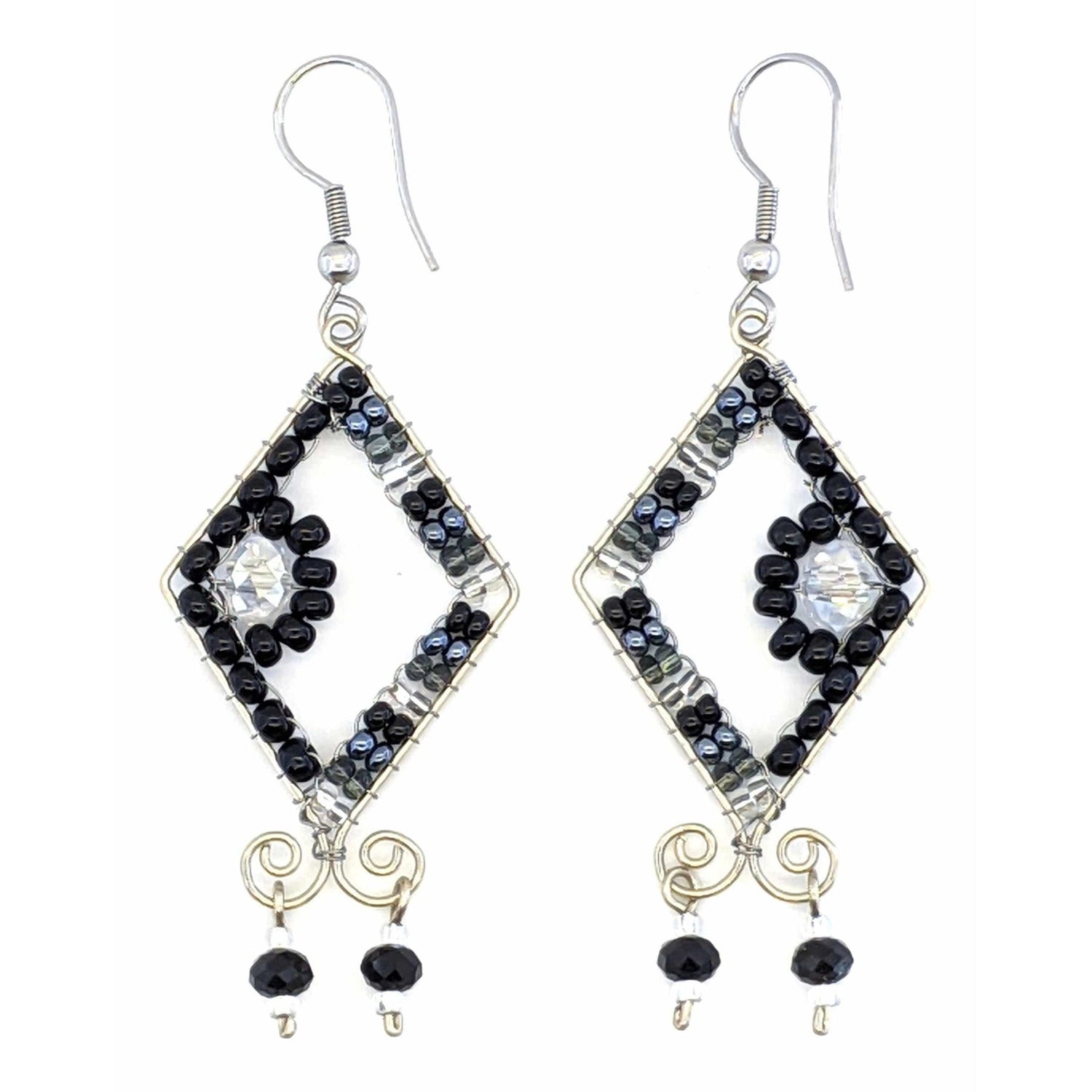 Gray, Black and White Serena Beaded Earrings - A Thread of Hope Guatemalan Fair Trade