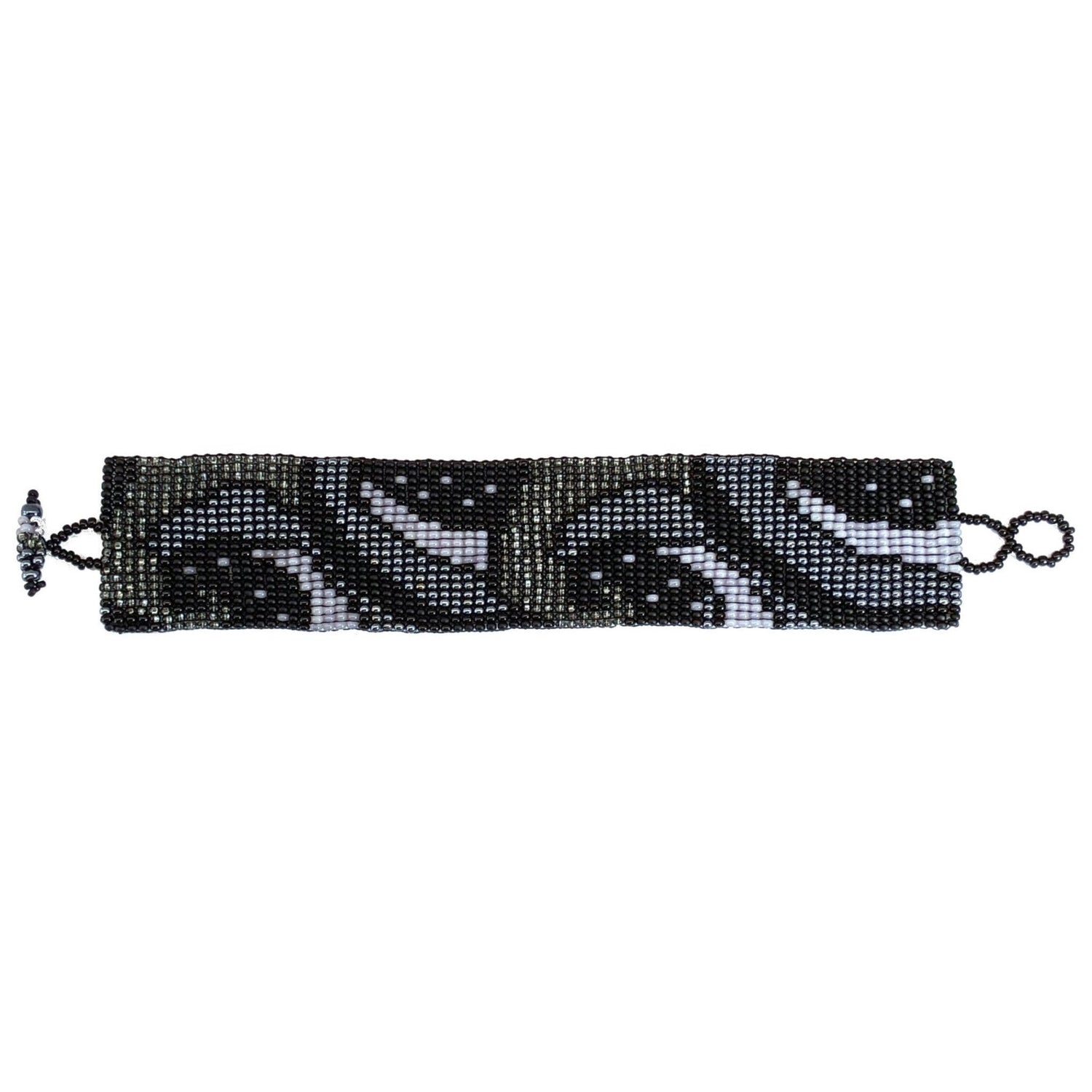 Grays and Black Art Nouveau Beaded Bracelet - A Thread of Hope Guatemalan Fair Trade