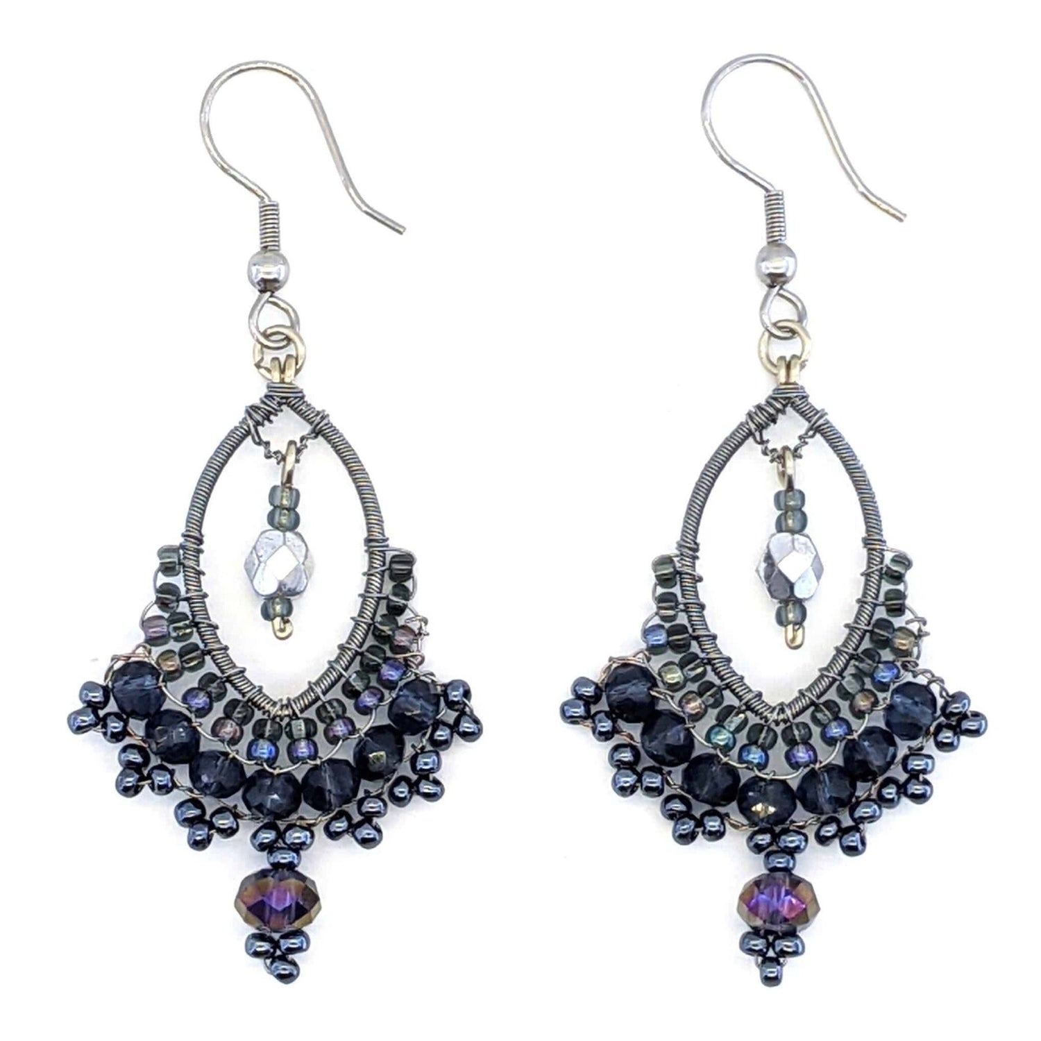 Grays and Black Catarina Beaded Earrings - A Thread of Hope Guatemalan Fair Trade