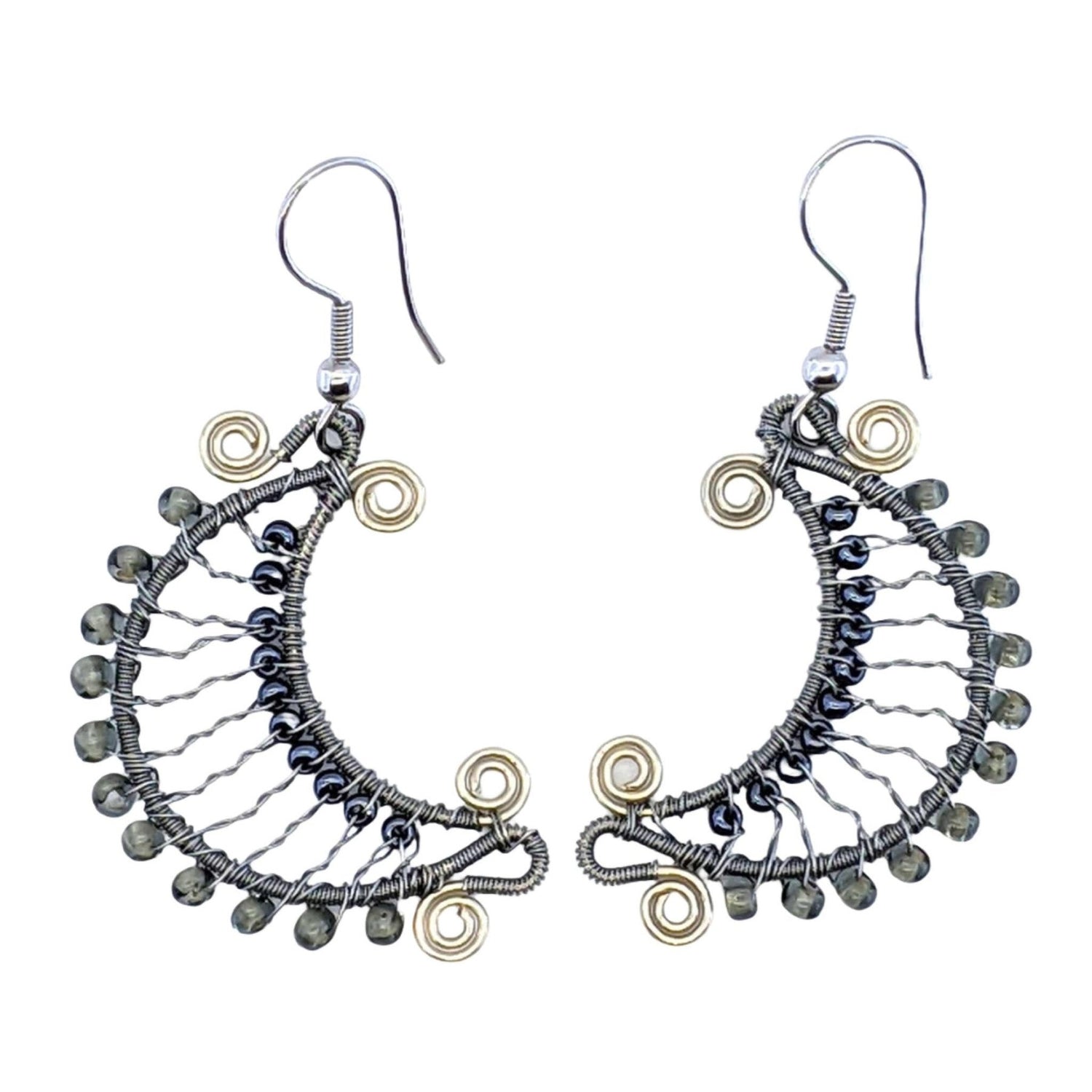 Grays Crescent Moon Beaded Earrings - A Thread of Hope Guatemalan Fair Trade