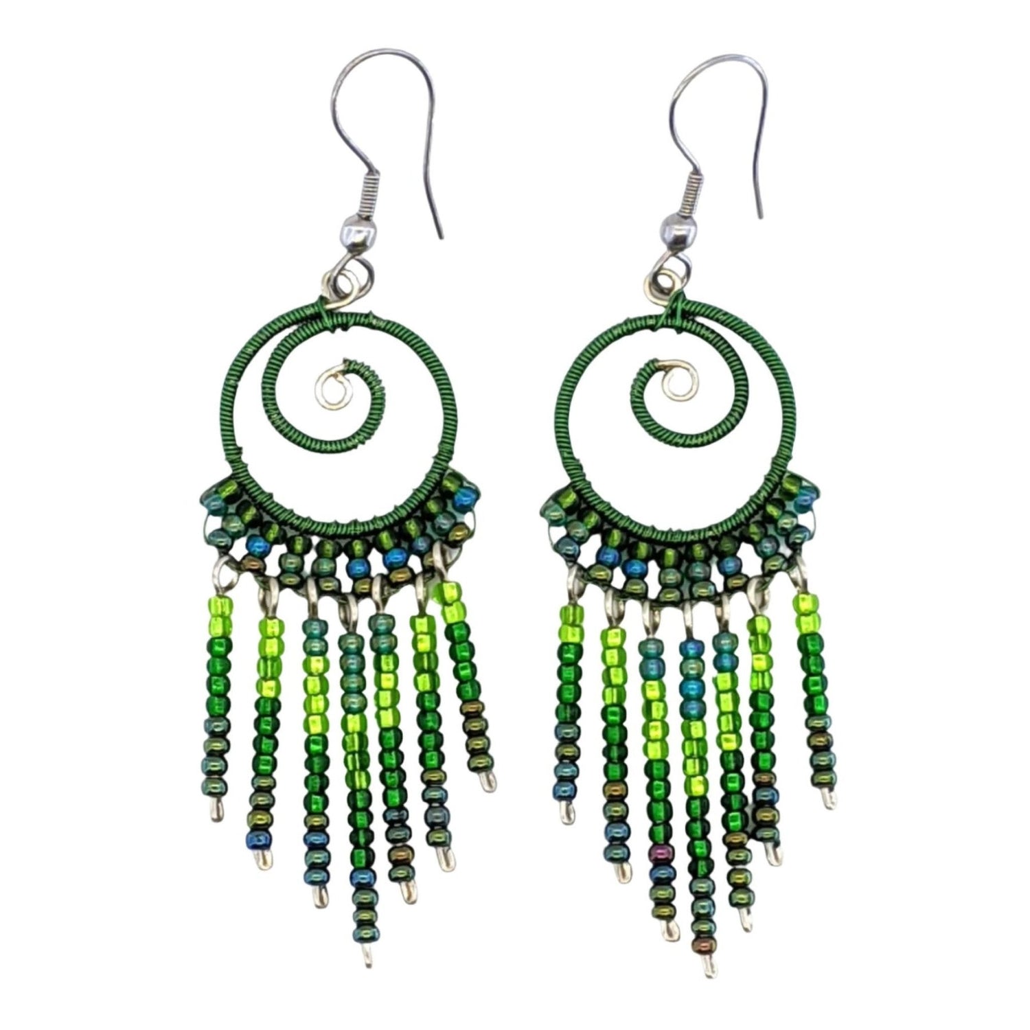 Greens Adriana Beaded Earrings - A Thread of Hope Guatemalan Fair Trade