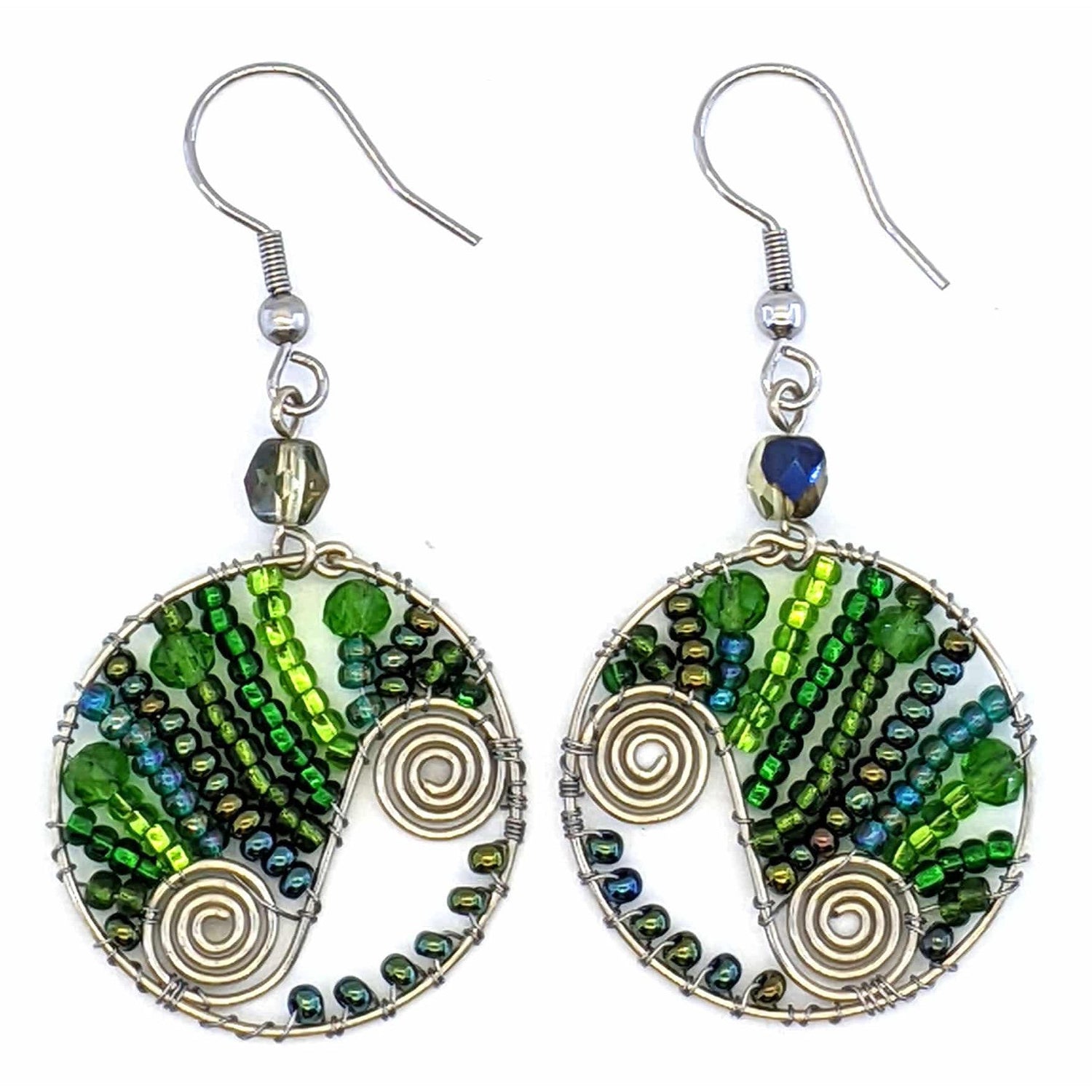 Greens Aurora Beaded Earrings - A Thread of Hope Guatemalan Fair Trade