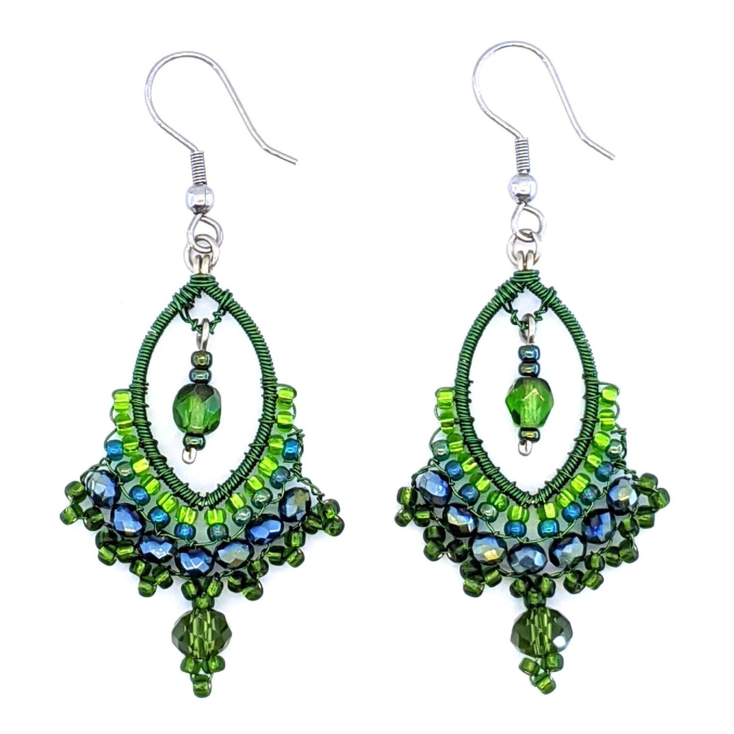 Greens Catarina Beaded Earrings - A Thread of Hope Guatemalan Fair Trade