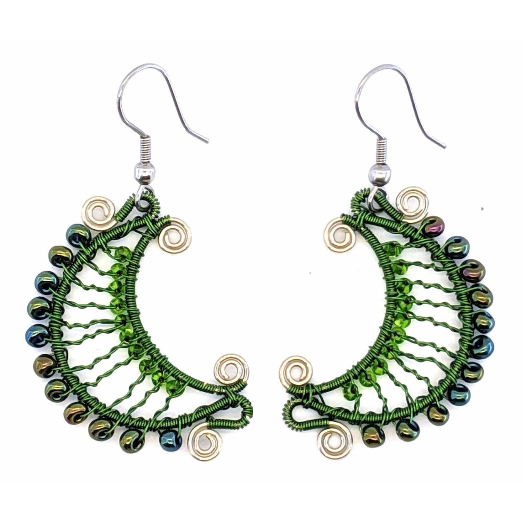 Greens Crescent Moon Earrings - A Thread of Hope Guatemalan Fair Trade