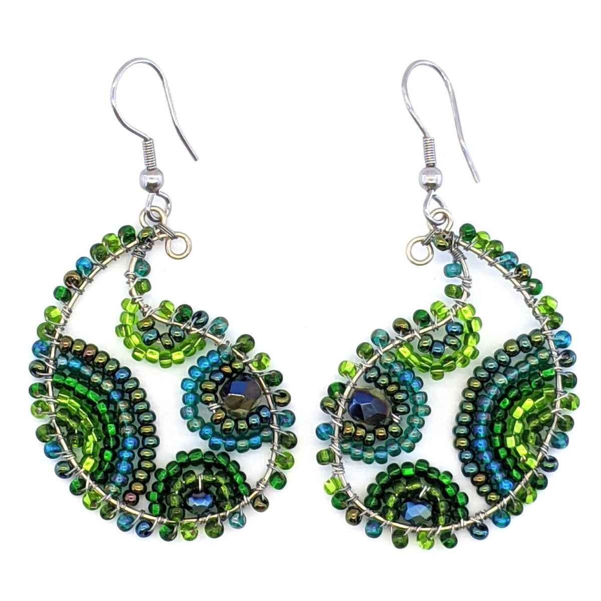 Greens Paisley Beaded Earrings - A Thread of Hope Guatemalan Fair Trade