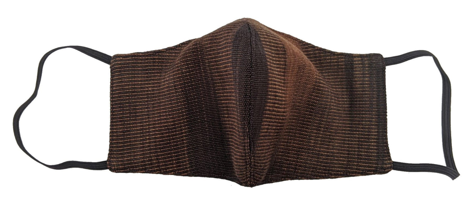 Handwoven Lightweight Bamboo Face Mask with Elastic Behind Ears - Browns and Black - A Thread of Hope Guatemalan Fair Trade