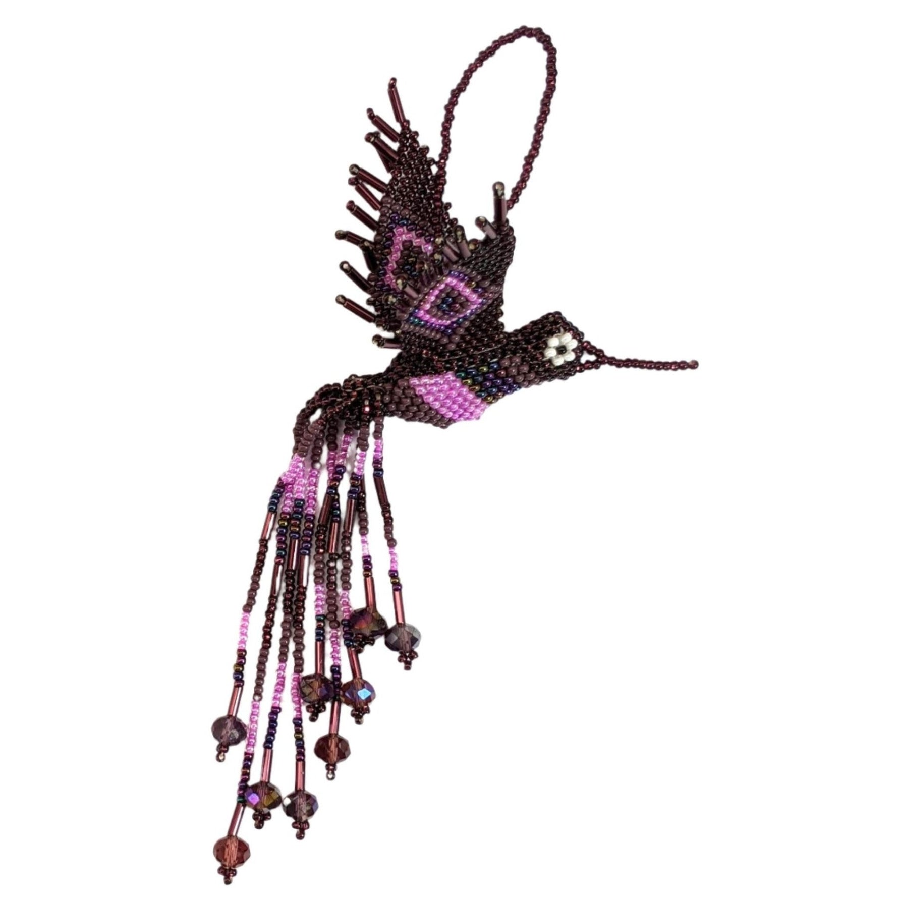 Hummingbird Beaded Ornament - Purples - A Thread of Hope Guatemalan Fair Trade