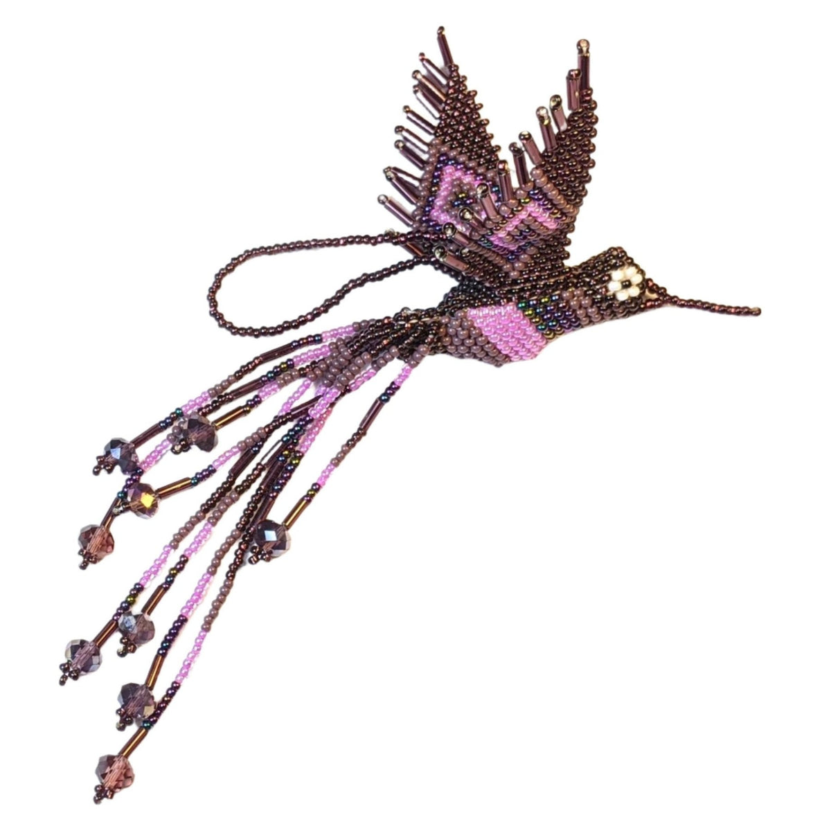 Hummingbird Beaded Ornament - Purples - A Thread of Hope Guatemalan Fair Trade