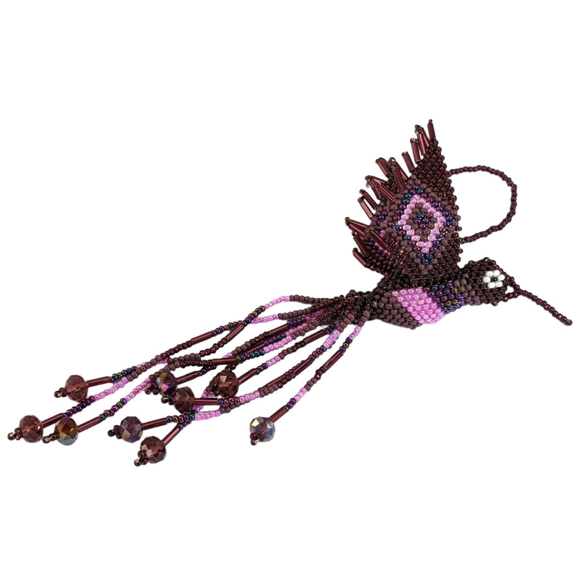 Hummingbird Beaded Ornament - Purples - A Thread of Hope Guatemalan Fair Trade