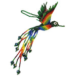 Hummingbird Beaded Ornament - Rainbow with Deep Green - A Thread of Hope Guatemalan Fair Trade