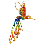 Hummingbird Beaded Ornament - Rainbow with Gold - A Thread of Hope Guatemalan Fair Trade