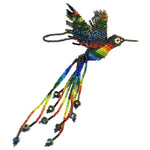 Hummingbird Beaded Ornament - Rainbow with Iridescent Green - A Thread of Hope Guatemalan Fair Trade