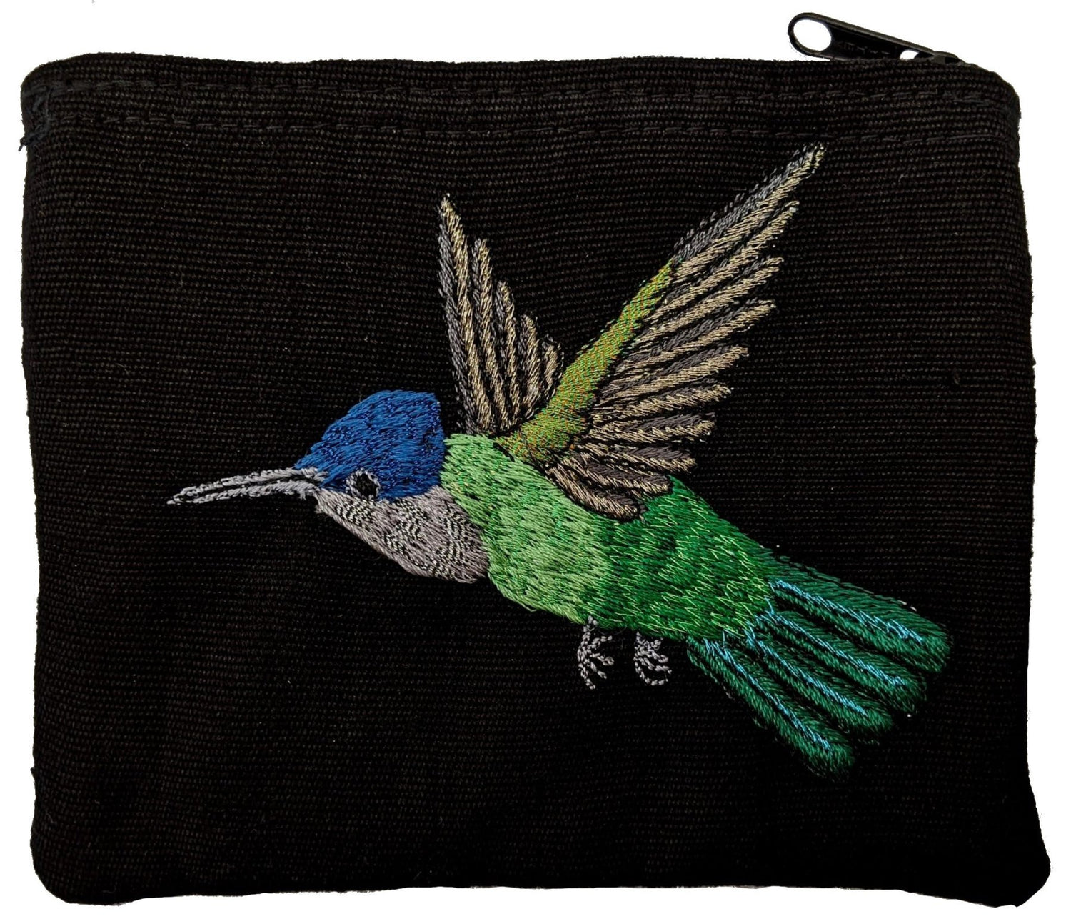 Hummingbird Thread Painted Cotton Coin Purse - A Thread of Hope Guatemalan Fair Trade