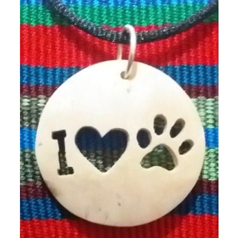 I Love Dogs Coco Spirit Hand - Carved Coconut Shell Necklace - A Thread of Hope Guatemalan Fair Trade