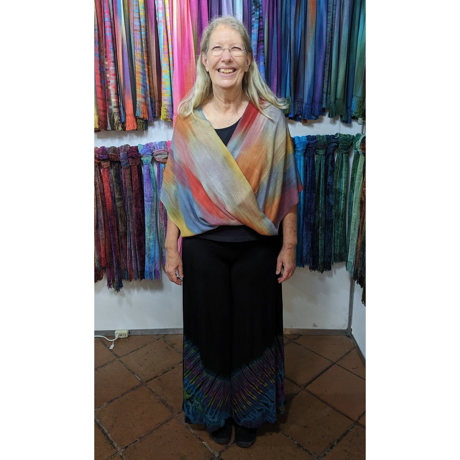 Infinity Front Lightweight Bamboo Poncho, with Fringes, One Size - A Thread of Hope Guatemalan Fair Trade