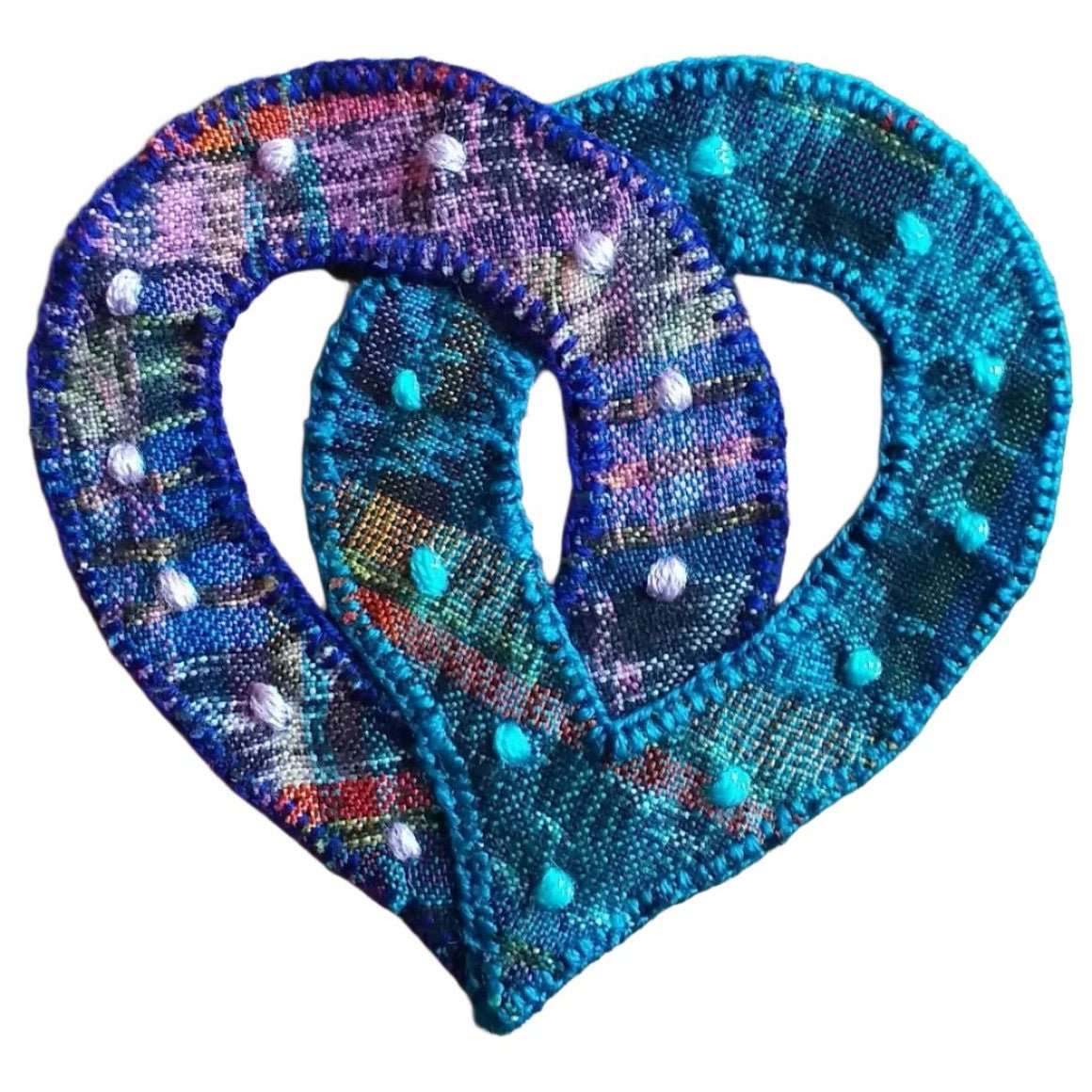 Interlocking Hearts Felt and Repurposed Traditional Fabric Patch - A Thread of Hope Guatemalan Fair Trade