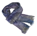 Lilac, Pale Blue and Gray Bamboo Chenille Handwoven Scarf 8 x 68 - A Thread of Hope Guatemalan Fair Trade