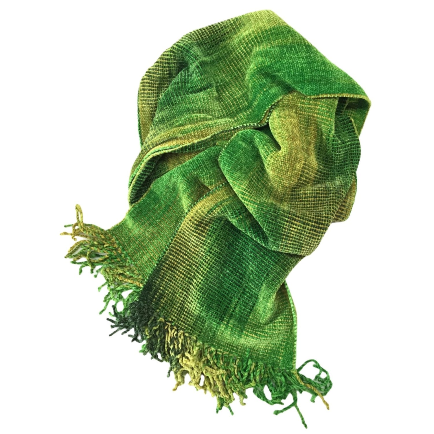 Lime Greens Bamboo Chenille Scarf 8 x 68 - A Thread of Hope Guatemalan Fair Trade