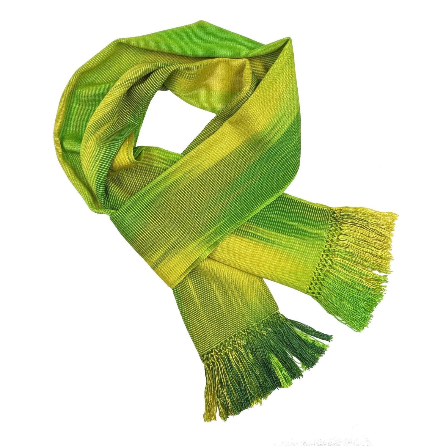 Lime Greens Lightweight Bamboo Handwoven Scarf 8 x 68 - A Thread of Hope Guatemalan Fair Trade