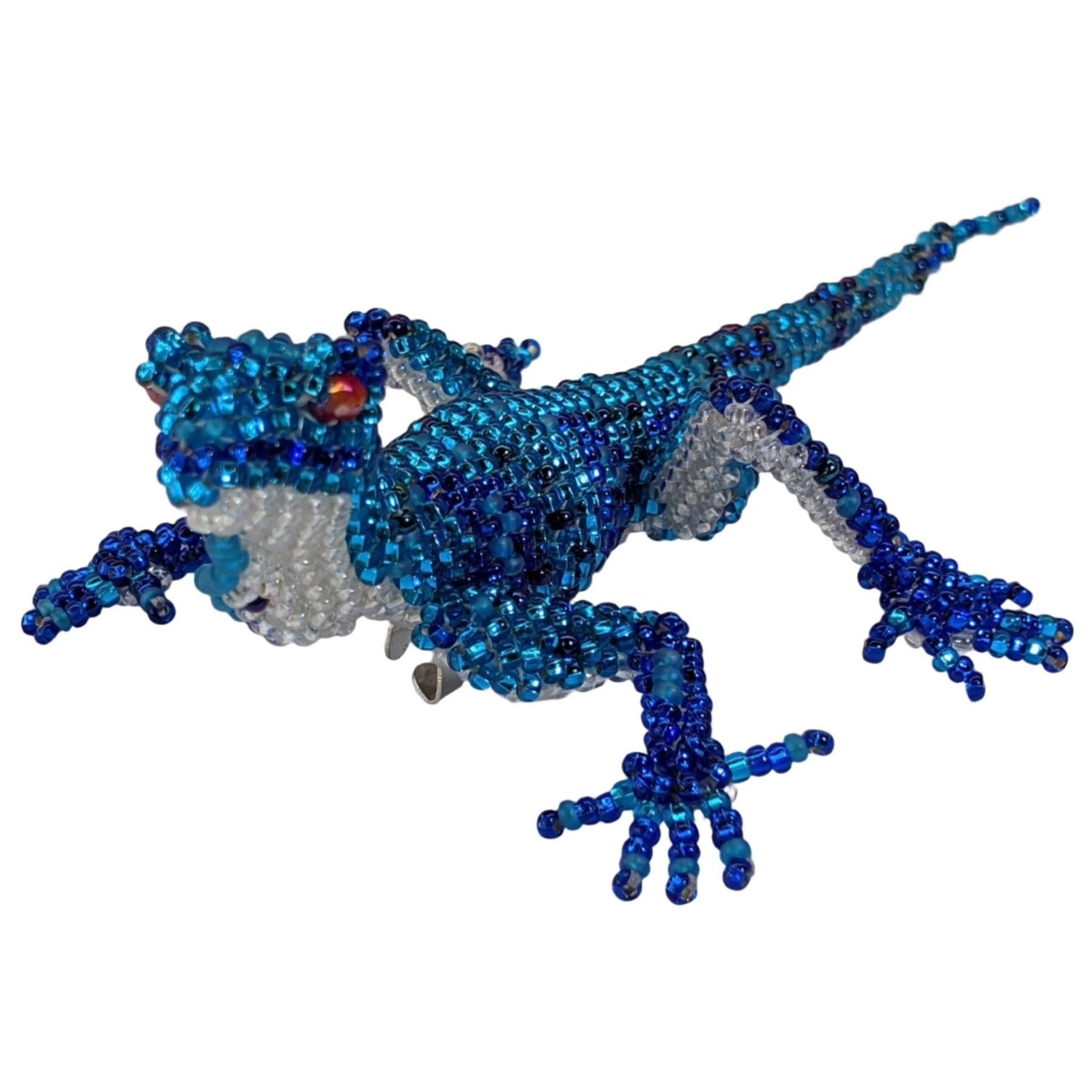 Lizard Beaded Pin - Blues - A Thread of Hope Guatemalan Fair Trade