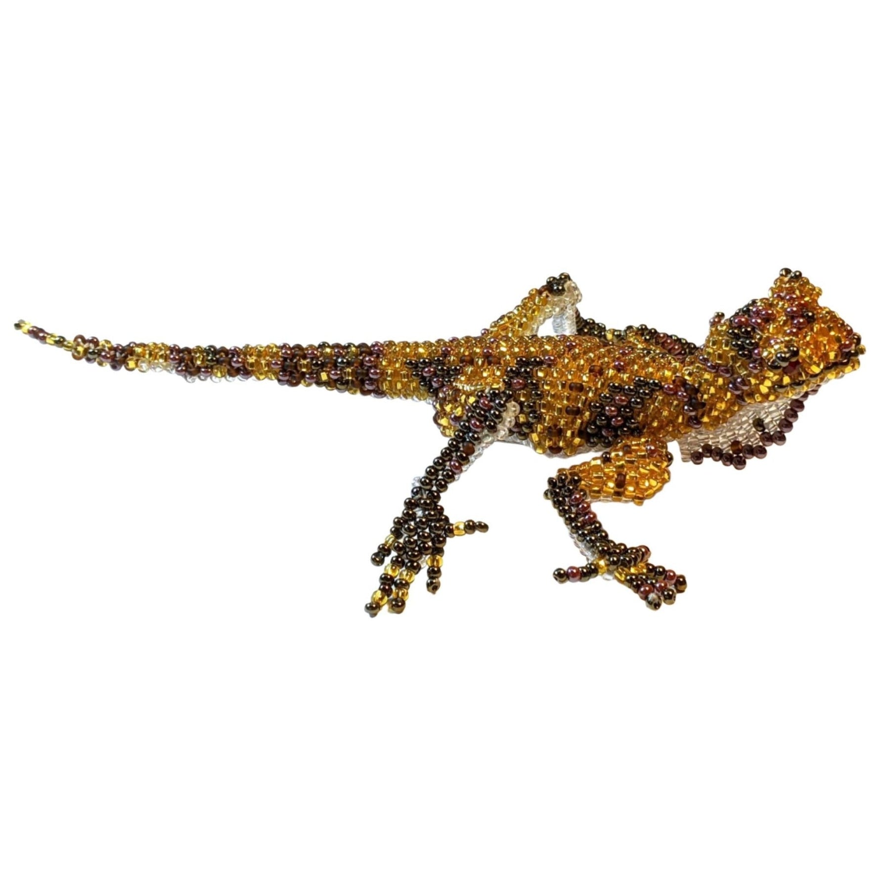 Lizard Beaded Pin - Golds - A Thread of Hope Guatemalan Fair Trade