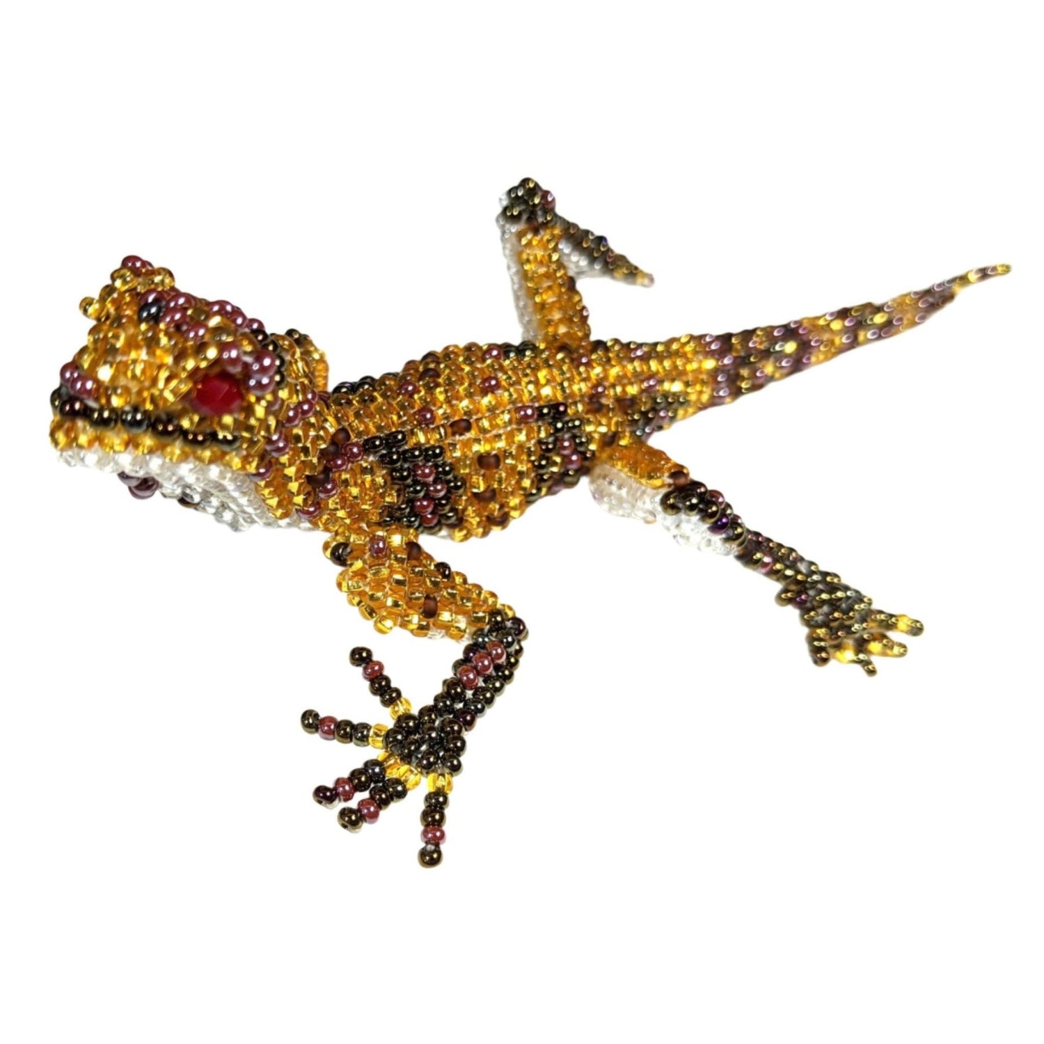 Lizard Beaded Pin - Golds - A Thread of Hope Guatemalan Fair Trade