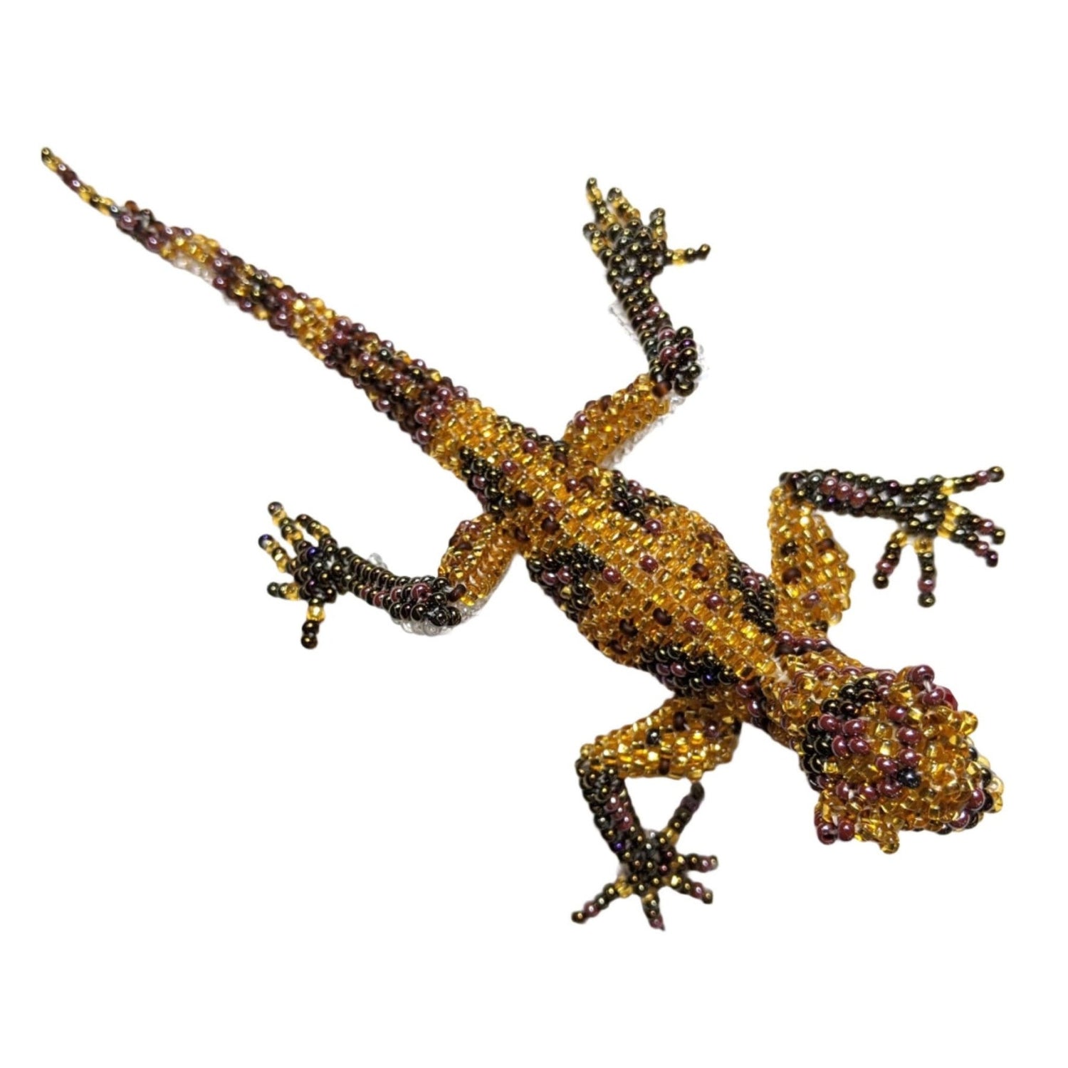 Lizard Beaded Pin - Golds - A Thread of Hope Guatemalan Fair Trade