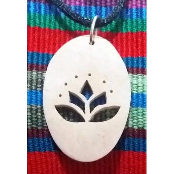 Lotus Coco Spirit Hand - Carved Coconut Shell Necklace - A Thread of Hope Guatemalan Fair Trade