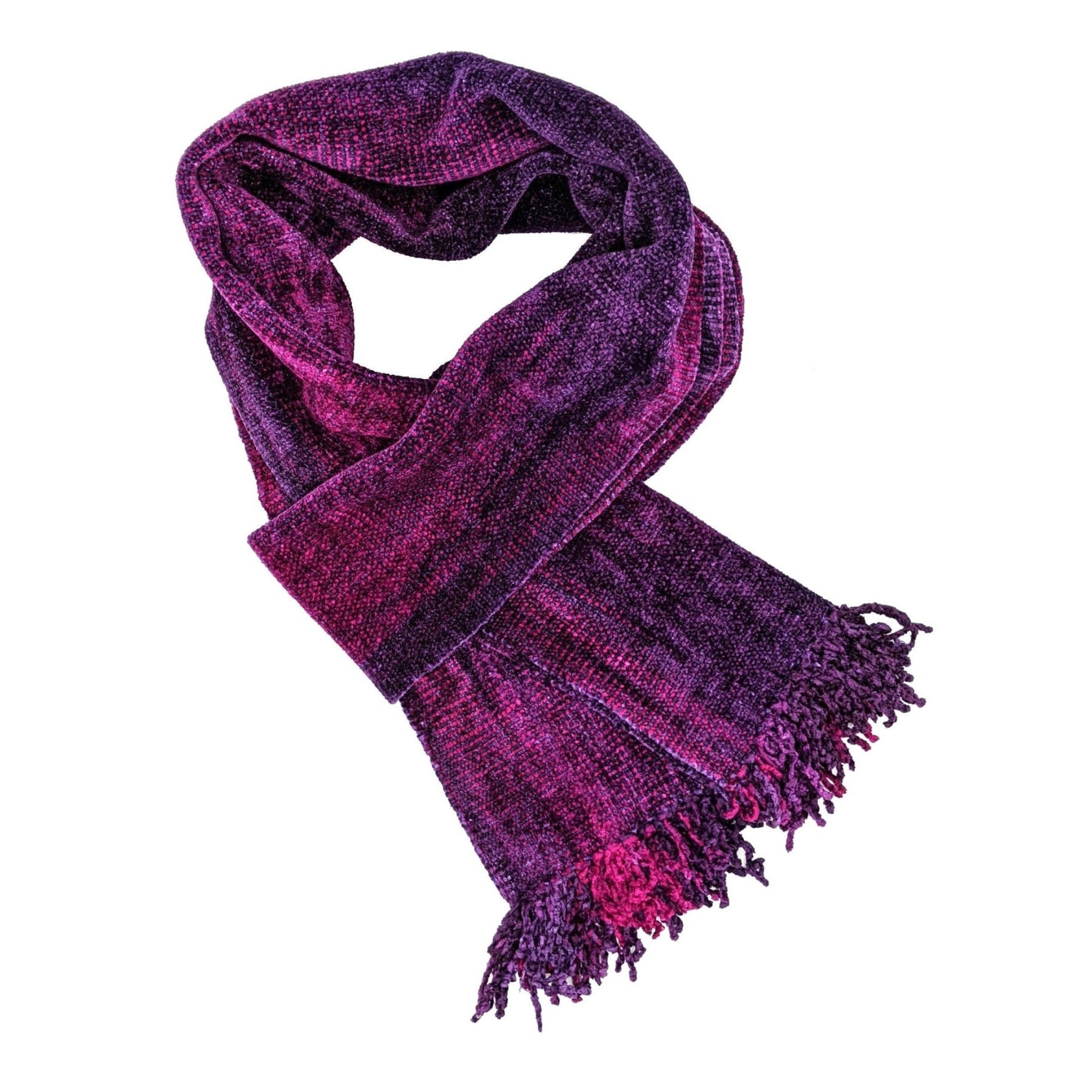 Magenta and Purple Bamboo Chenille Handwoven Scarf 8 x 68 - A Thread of Hope Guatemalan Fair Trade