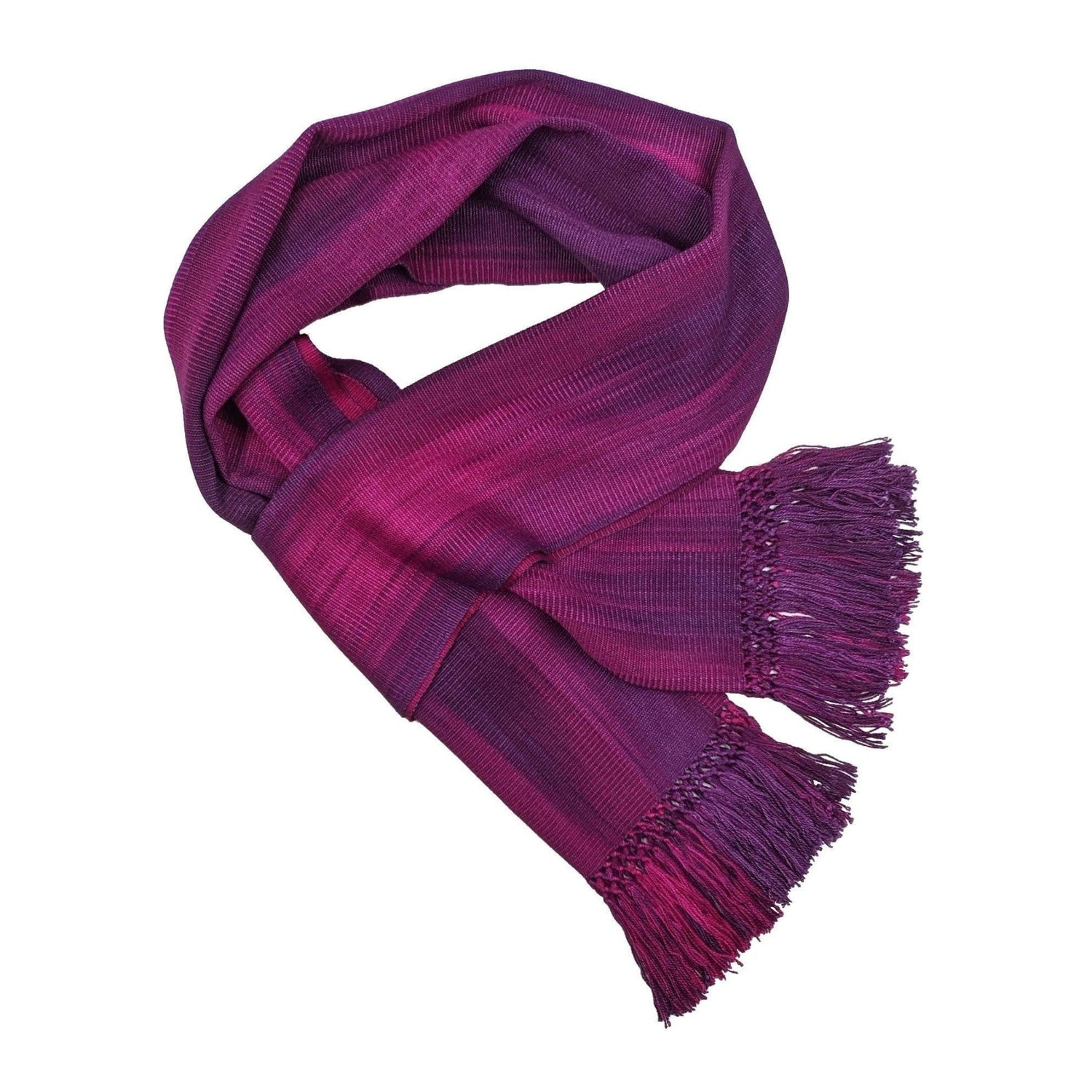 Magenta and Purple Lightweight Bamboo Handwoven Scarf 8 x 68 - A Thread of Hope Guatemalan Fair Trade