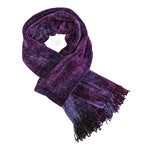 Magenta, Light Violet and Black Bamboo Chenille Handwoven Scarf 8 x 68 - A Thread of Hope Guatemalan Fair Trade